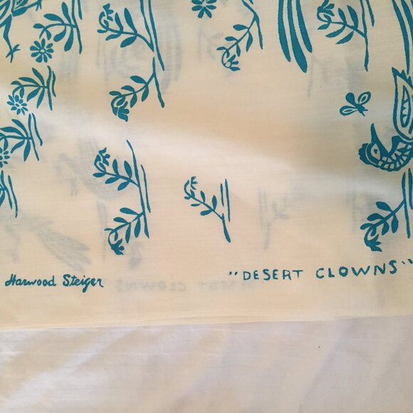 Vintage MCM Harwood Steiger Roadrunner Fabric "Desert Clowns" 44”x 90” 2+ Yards - Picture 2 of 6